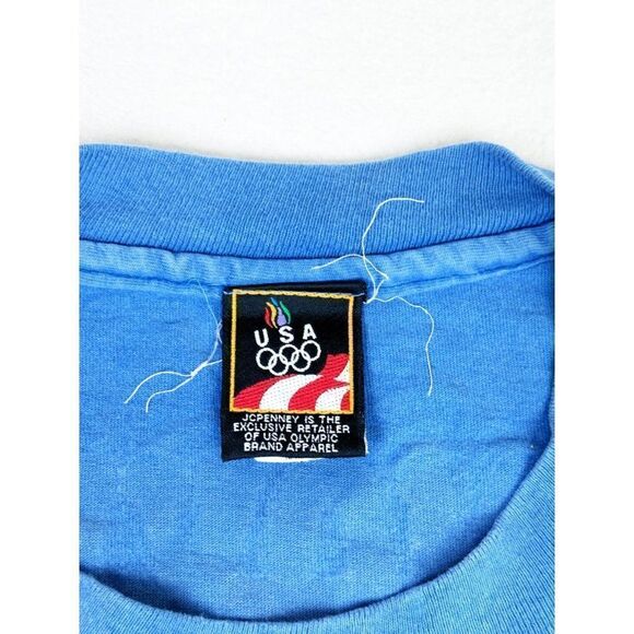 Vintage 90s USA Olympic T-Shirt Blue Small Basketball Sports Single Stich - Picture 5 of 11